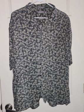 Daniel Cremieux Black and White Floral Button-Down Shirt